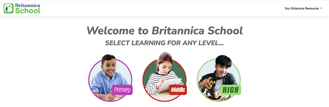 Britannica School landing page
