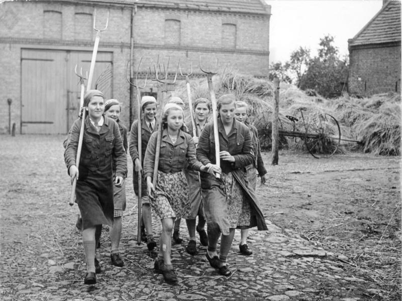 Rural German girls marching