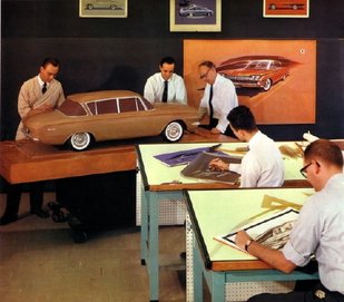 Automobile designers at work in 1961