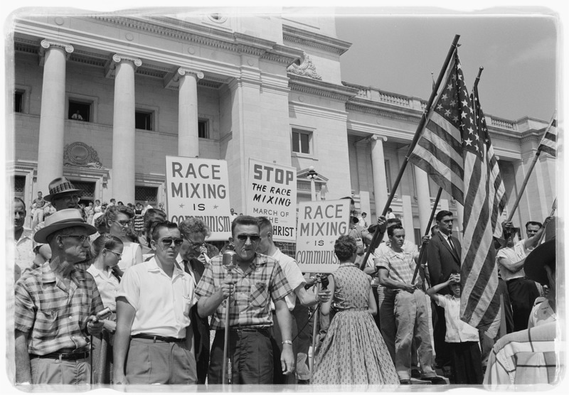 Image of a protest against desegregation in the 1960s