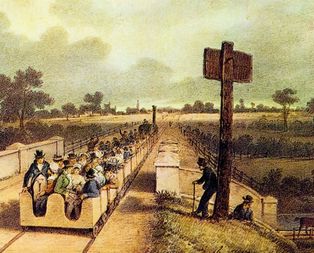 Painting of the opening of the Liverpool and Manchester railway