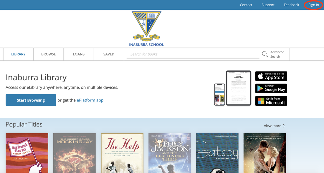 eLibrary homepage