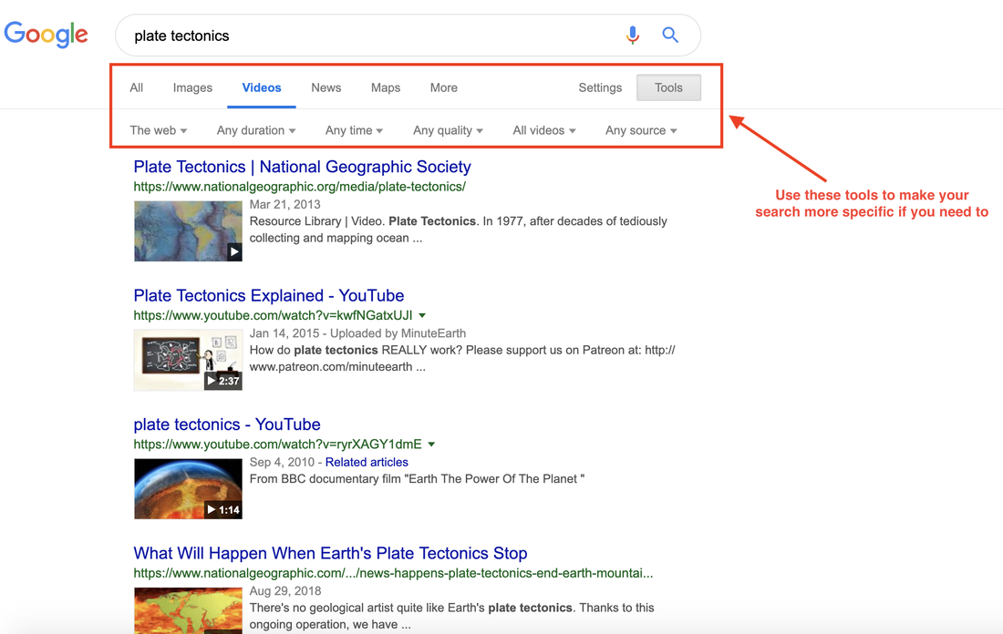 Screenshot of Google Video's Tools menu